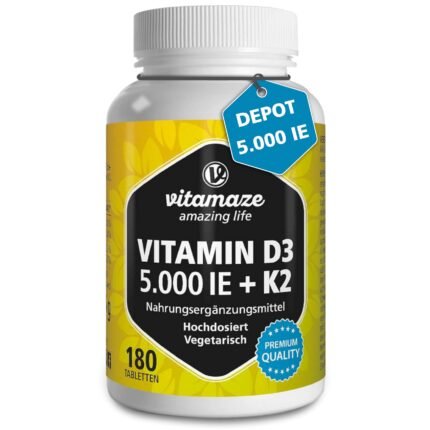 Vitamin D3 K2 5000 IU with Vitamin K2 MK7 All Trans Form