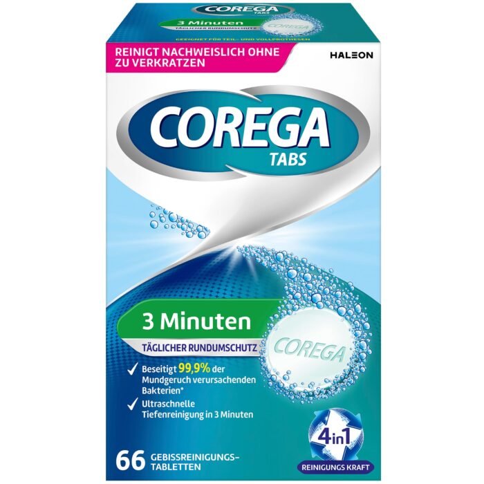 Corega Cleaning Tabs 3 Minutes for Removable Dentures / Third Teeth Cleaning Tablets 1x66
