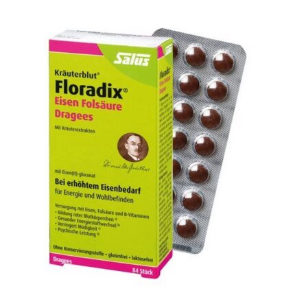Floradix Iron Folic Acid Dragees, Floradix Eisen Folsäure Dragees, 84